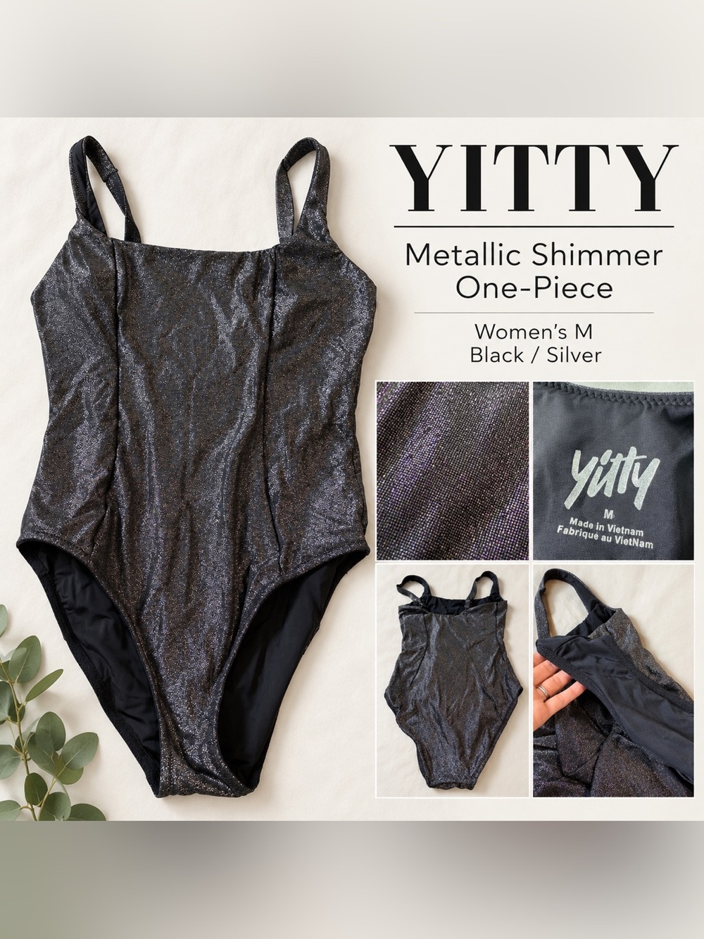 YITTY Black with Silver Shimmer One-Piece Swimsuit